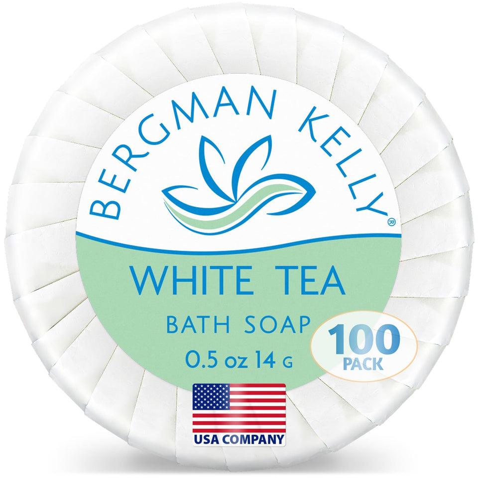 BERGMAN KELLY front packaging showing 100-count and white tea scent, ideal for stocking