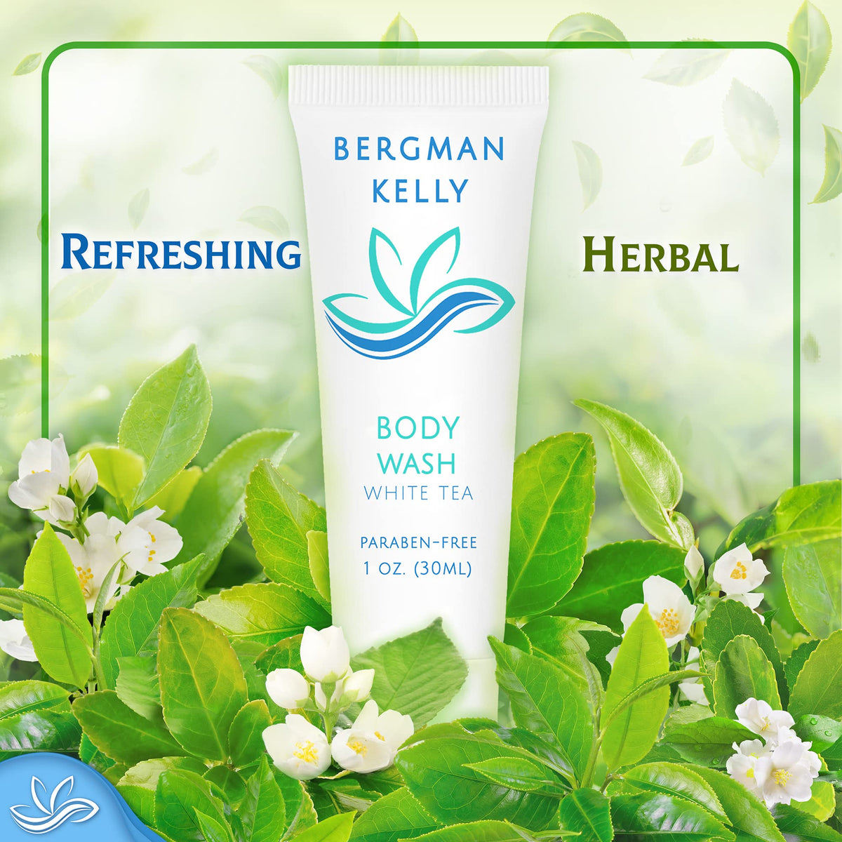 BERGMAN KELLY body wash in shower use showing easy travel convenience
