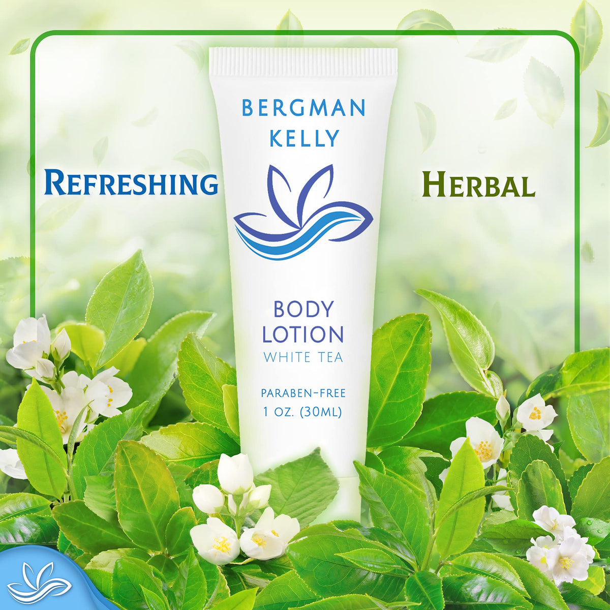 BERGMAN KELLY tube close-up showing lotion texture and easy-squeeze tube benefit