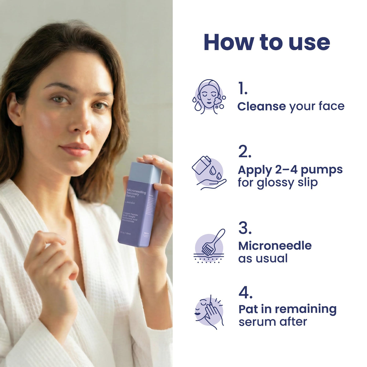 Berkland Auralux being patted into skin after microneedling to support recovery and hydration
