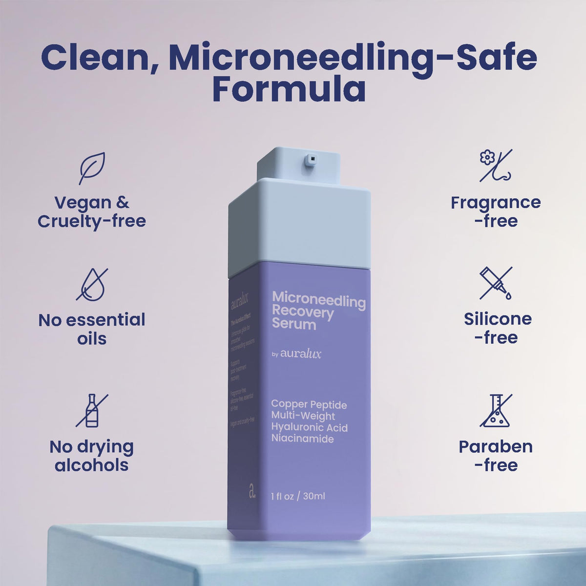 Berkland Auralux staged on bathroom counter to show everyday skincare routine compatibility