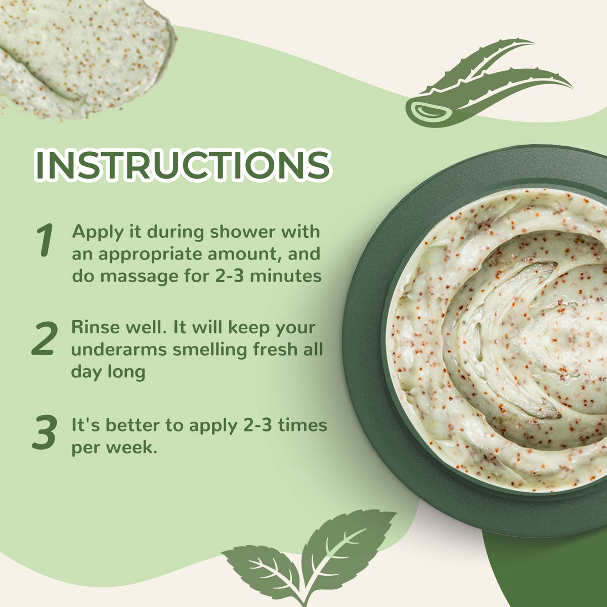 Berlaney ingredients display with peppermint aloe walnut visuals