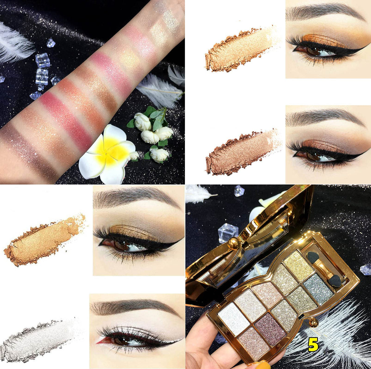 Bernecy fingers pressing glitter onto eyelid demonstrating intense payoff