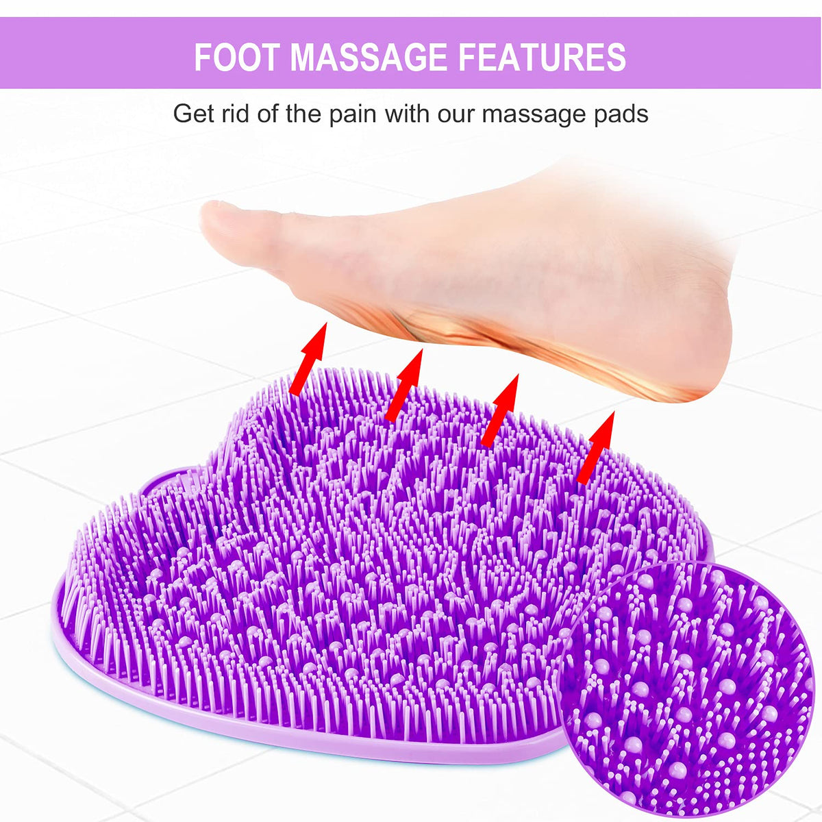 BESKAR foot using mat to scrub and massage demonstrating soothing benefit