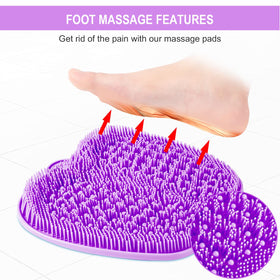 BESKAR foot using mat to scrub and massage demonstrating soothing benefit