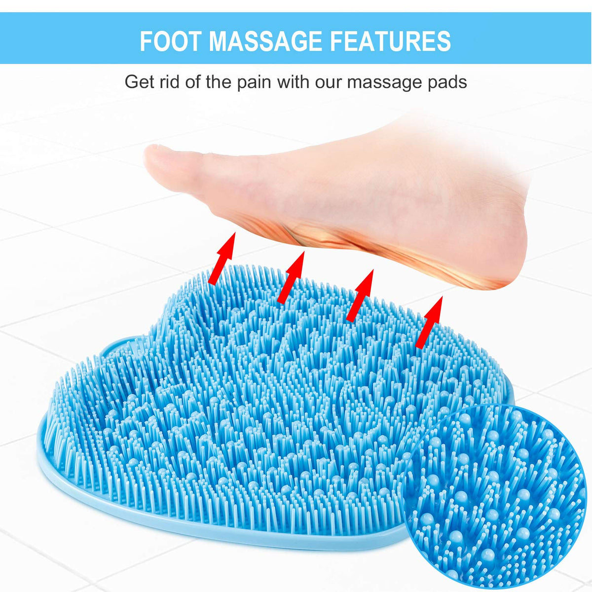BESKAR mat next to foot showing 28x28cm size for full sole coverage