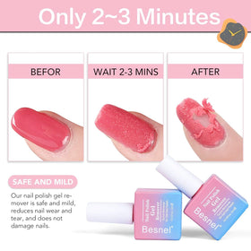 BESNEL brush applying gel remover on nail to demonstrate quick cracking benefit