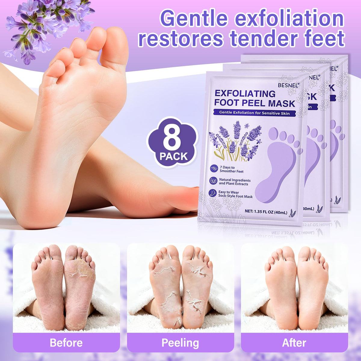 BESNEL exfoliating mask close-up displaying serum texture and gentle peel benefit