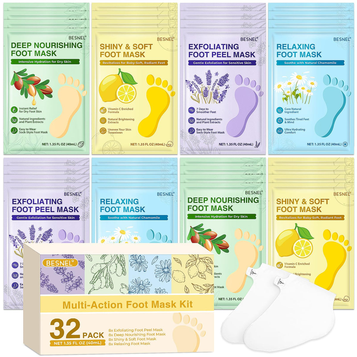 BESNEL front packaging showing 32-pack and variety, clear gift-ready presentation