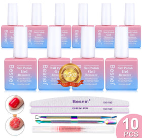BESNEL front packaging showing 10 travel-size remover bottles and tools for fast removal