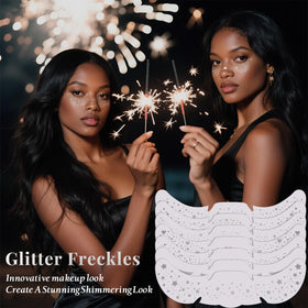 BESNEL freckle sticker sheet beside a hand to show real-life size and scale for placement