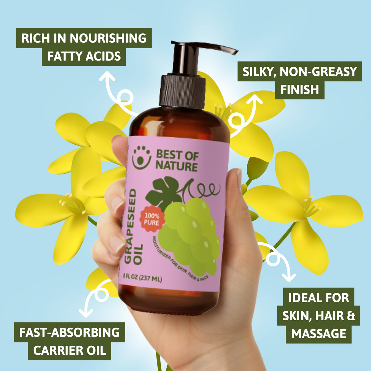 Best of Nature used on hair ends illustrating shine without weight