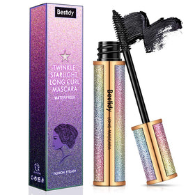 Bestidy front packaging showing sleek mascara tube and label, clear branding benefit