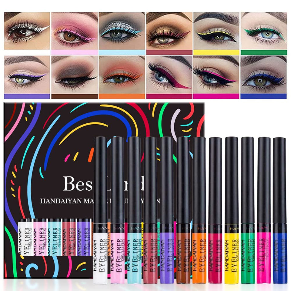 BestLand front packaging showing all twelve matte eyeliners for versatile looks