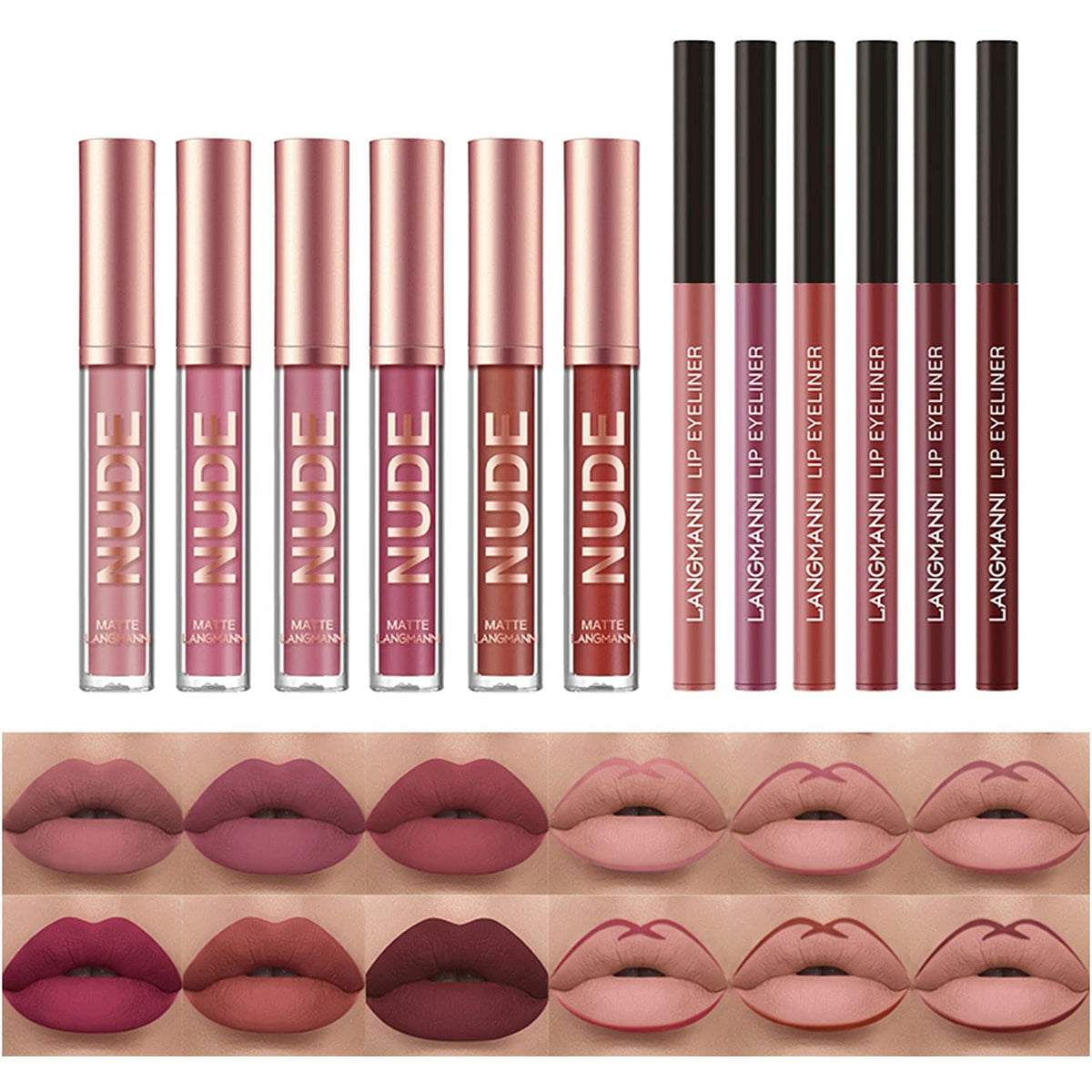 BestLand open box with six liquid lipstick tubes and six liners displayed