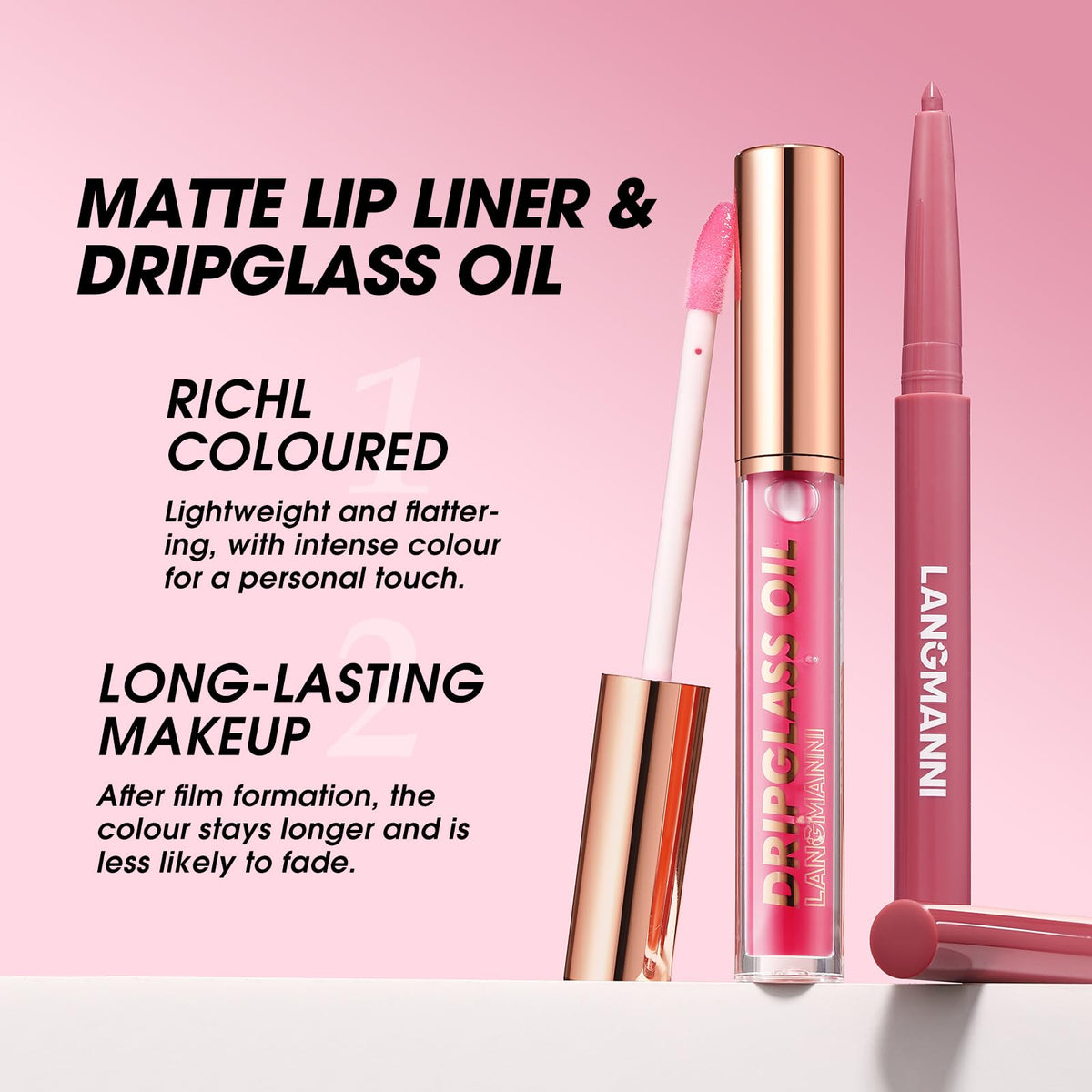 BestLand texture of lip oil swatch showing non-sticky shine