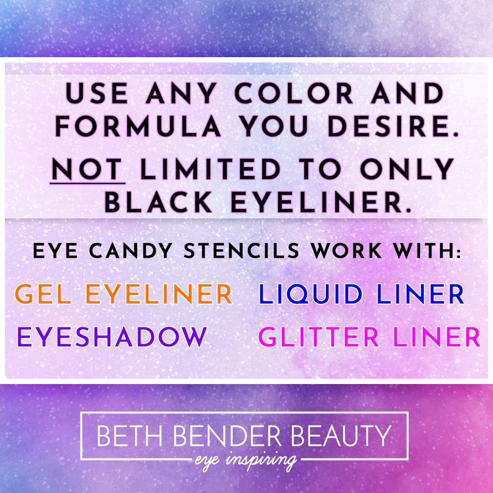 Beth Bender Beauty stencil on a vanity with makeup tools showing inspiration and travel-ready benefit