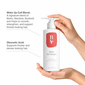 Better Not Younger dispensing conditioner to show easy, controlled application benefit