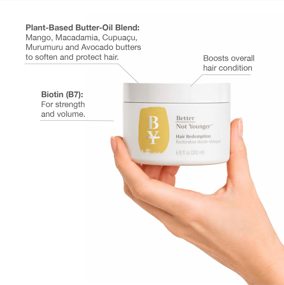 Better Not Younger arranged plant-based butters and oils illustrating natural ingredients