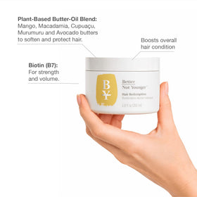 Better Not Younger arranged plant-based butters and oils illustrating natural ingredients