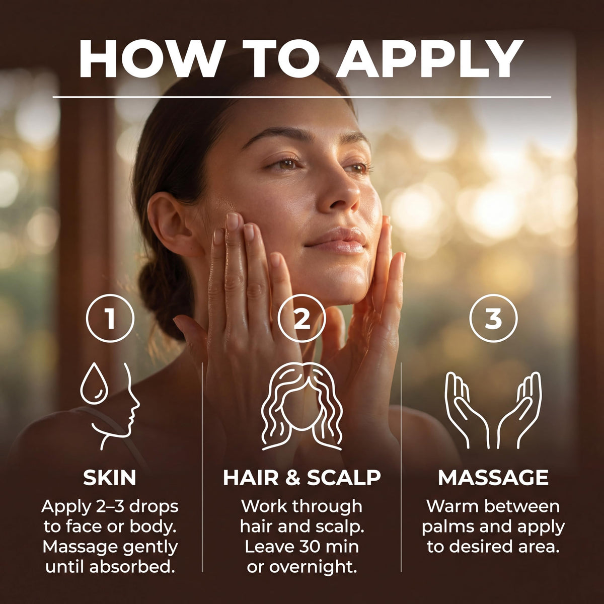 BETTER PLACE ORGANICS pouring oil into hand to highlight smooth pour and easy application