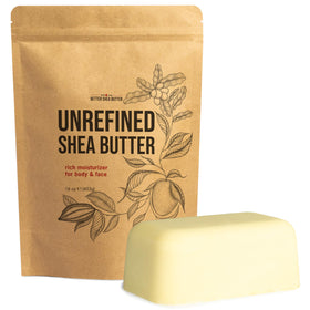 Better Shea Butter front block showing pure unrefined 1 lb packaging and benefit
