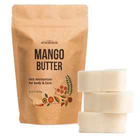 Better Shea Butter front packaging of raw mango butter block, pure base