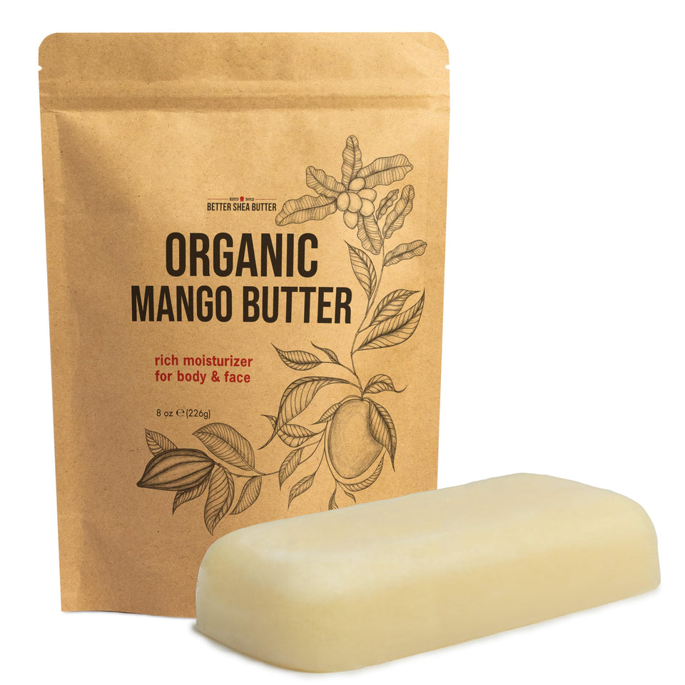 Better Shea Butter front packaging of organic mango butter shows clean label and size benefit