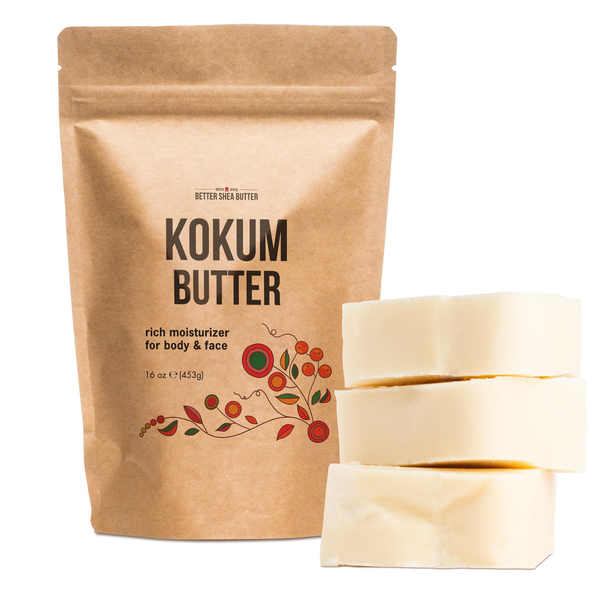 Better Shea Butter kokum block front packaging showing unscented natural butter