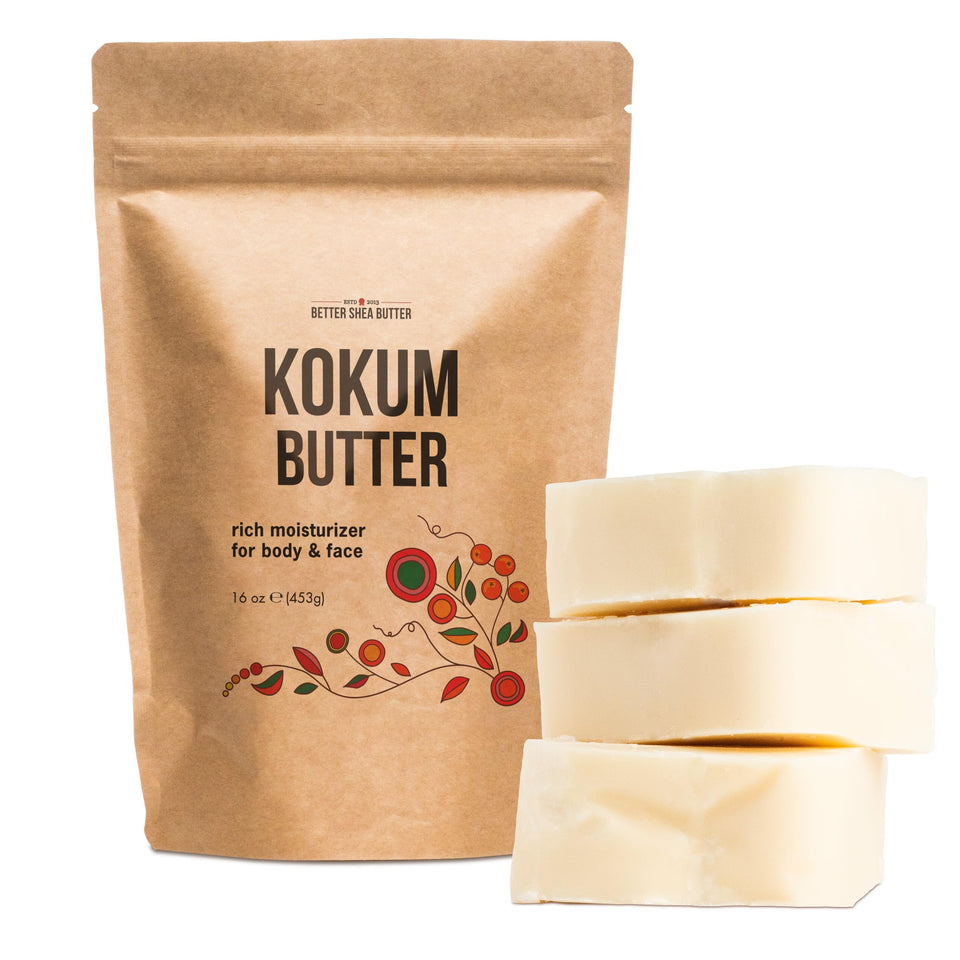 Better Shea Butter kokum block front packaging showing unscented natural butter
