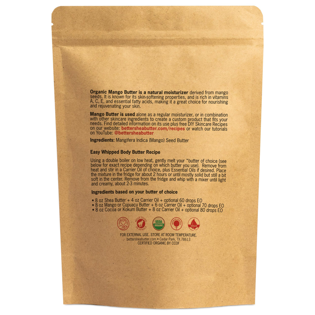 Better Shea Butter mango butter with soap-making supplies showing blending and stability benefit