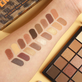 BEUSELF open palette flatlay showing organized nudes and shimmers for versatile looks
