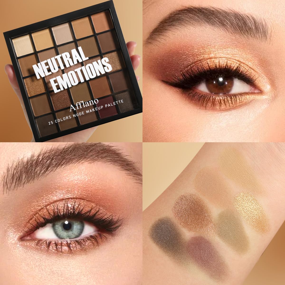 BEUSELF shimmer swatch on skin highlighting reflective golds for luminous lids