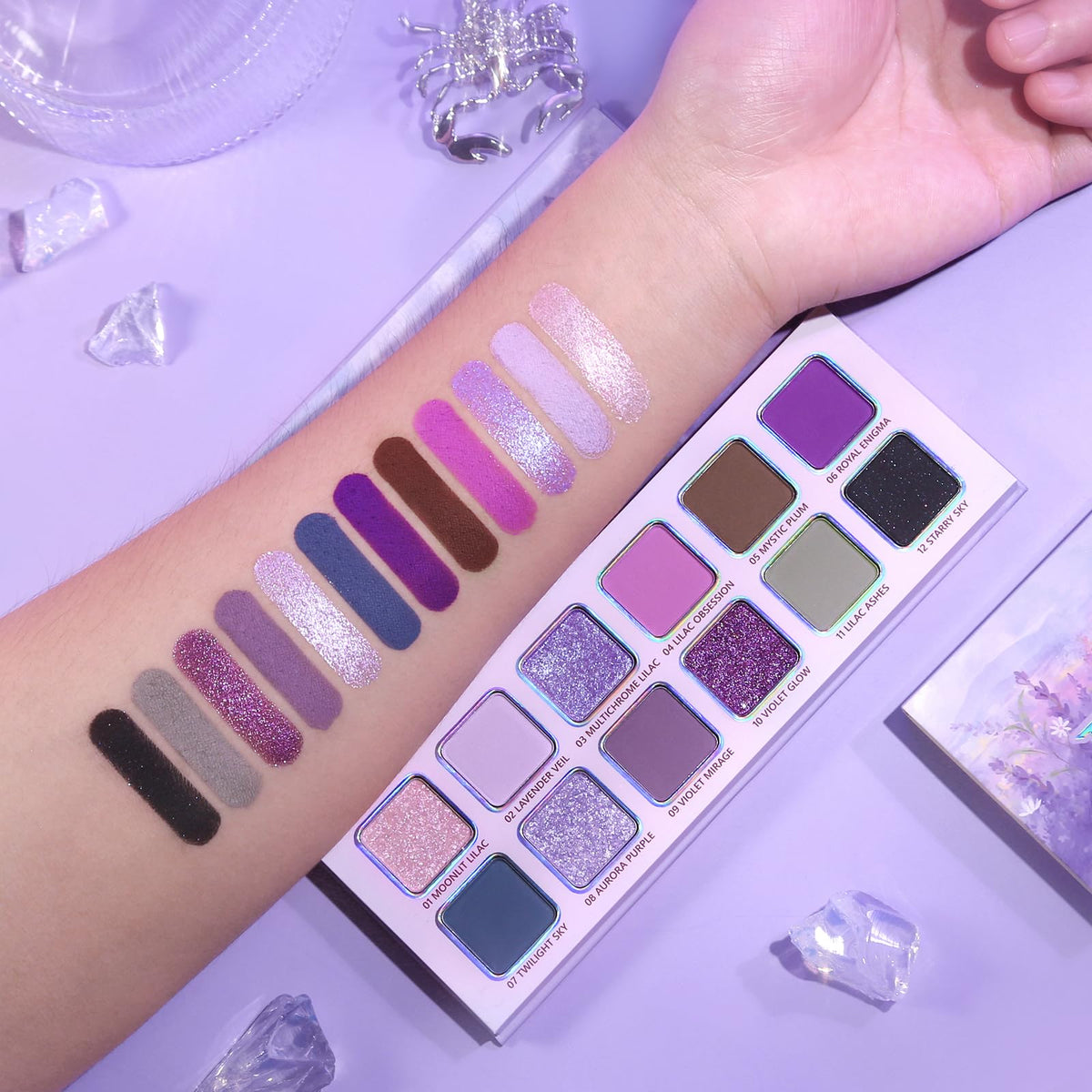 BEUSELF palette held in hand for scale showing compact travel-friendly size