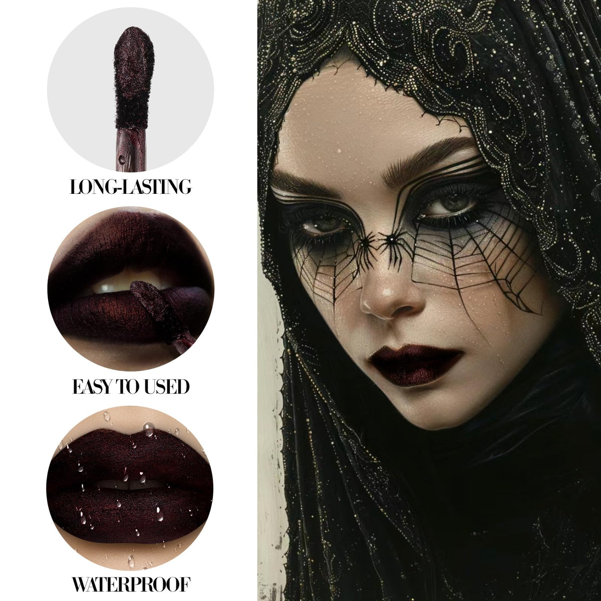 BEUSELF texture on lips showing matte base shifting to pearlescent shimmer for dimension