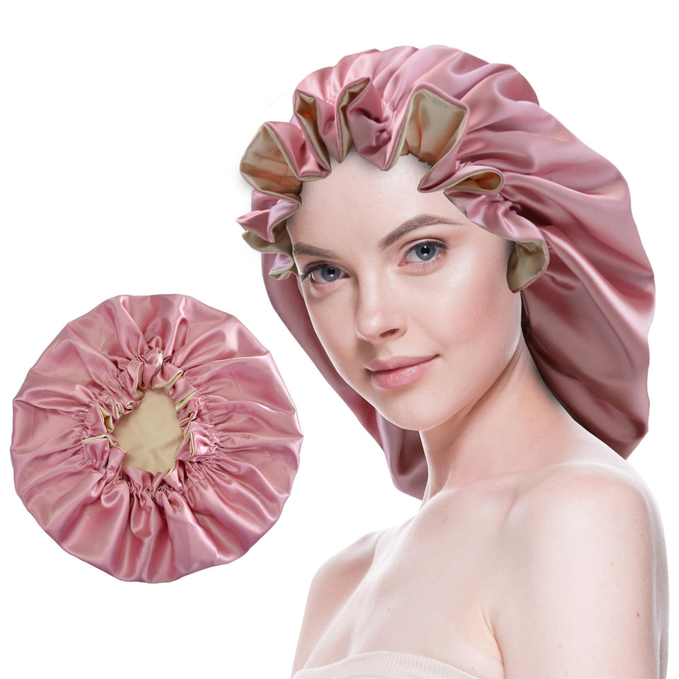 Beutyme front view dusty pink bonnet showing full coverage and neat fit