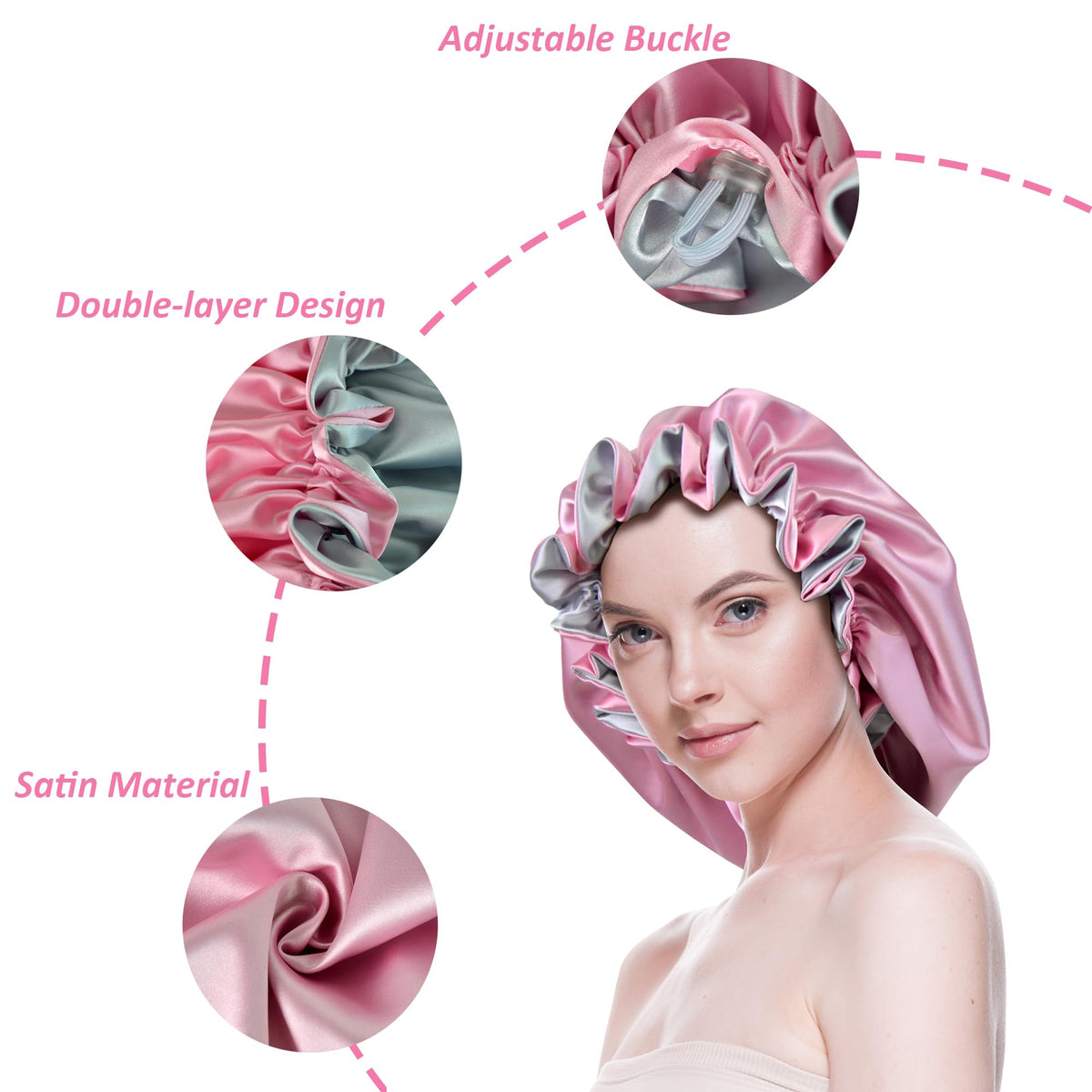 Beutyme reversible bonnet flipped to show both color options benefit