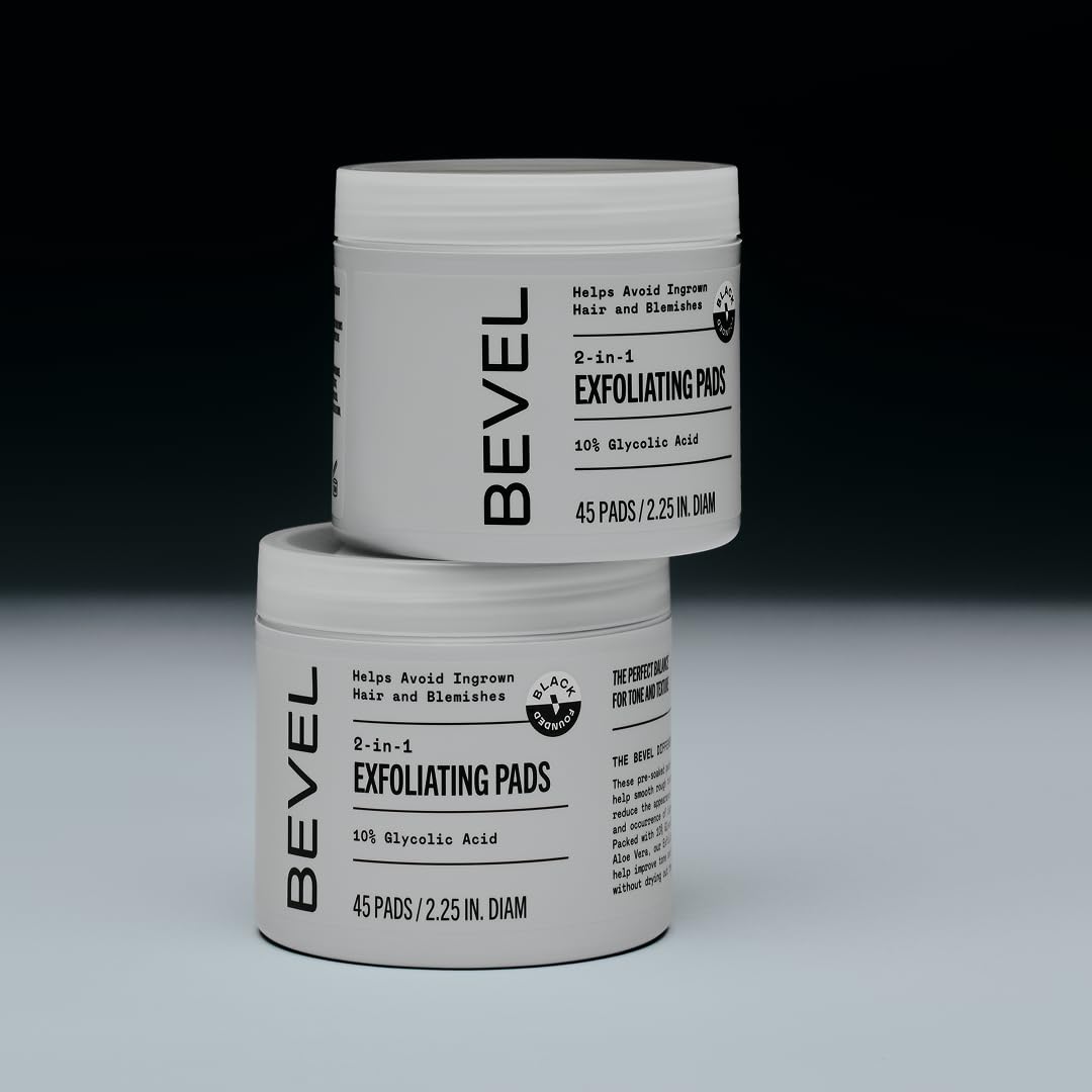 Close-up of a saturated Bevel toner pad texture showing even glycolic solution for gentle exfoliation