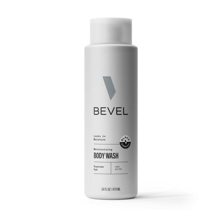 Bevel Supreme Oak front packaging showing bottle and label benefits