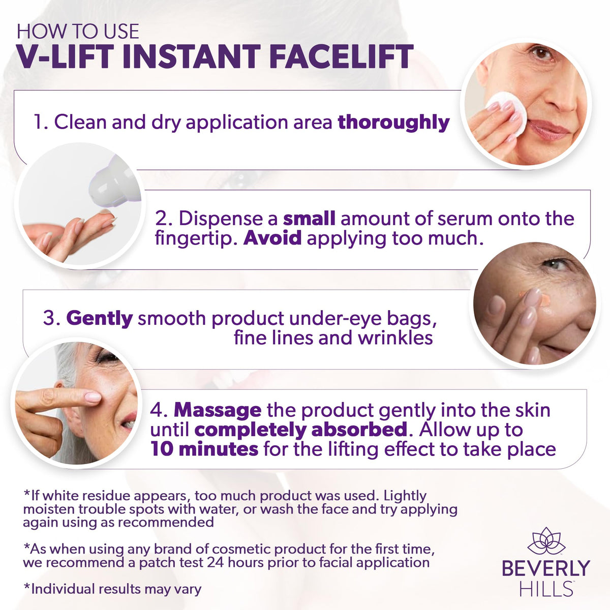 BEVERLY HILLS label close-up listing bee venom and peptide ingredients clearly