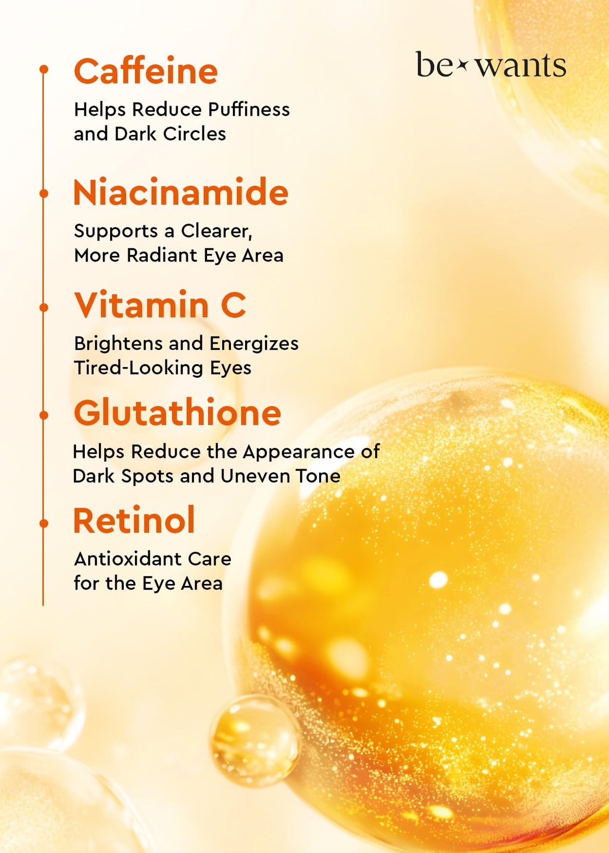 BE+WANTS patches applied under eye illustrating cooling refresh