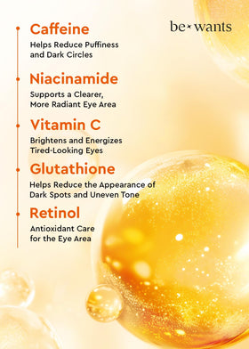BE+WANTS patches applied under eye illustrating cooling refresh