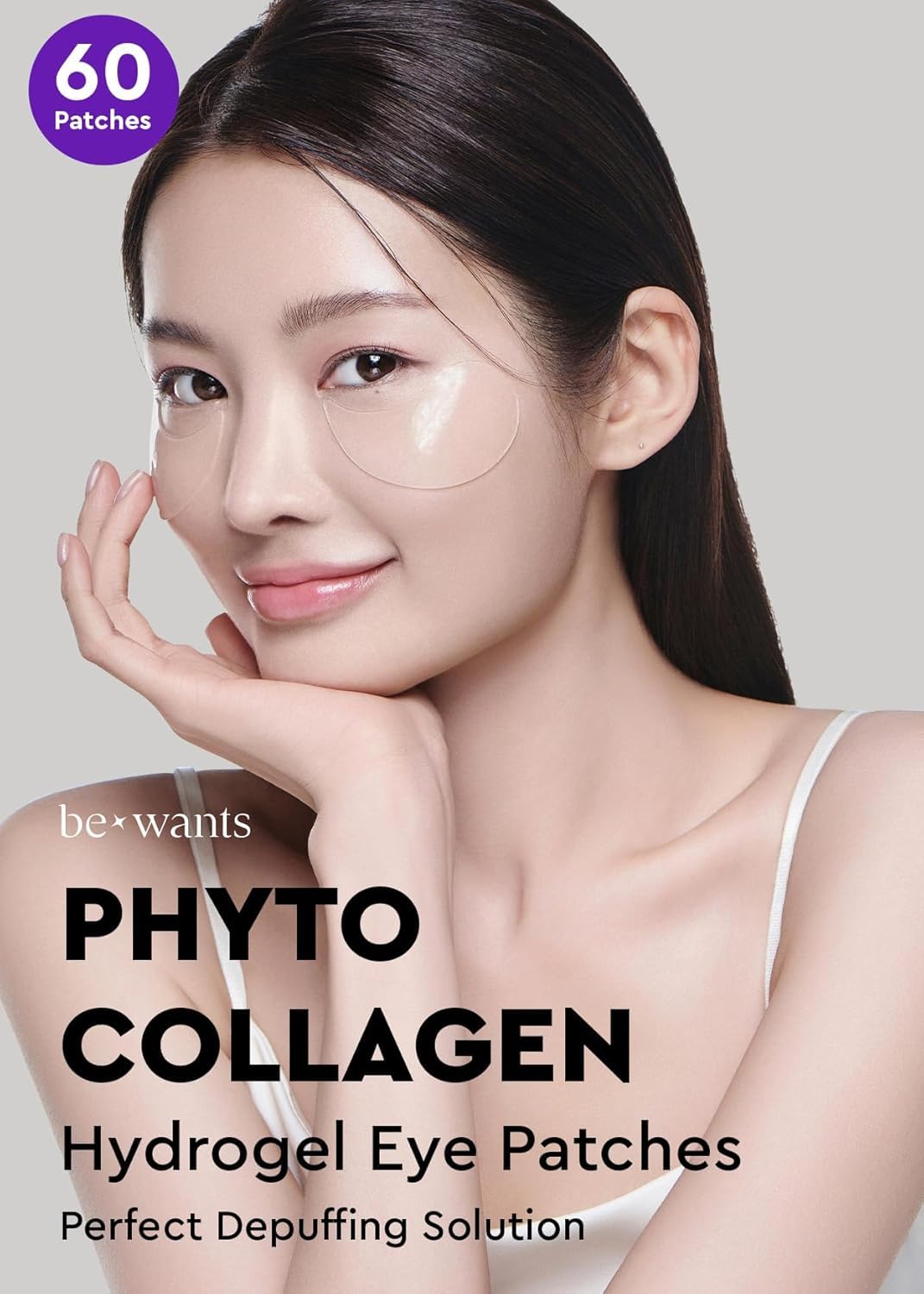 BE+WANTS single hydrogel patch close-up highlighting strong adhesion benefit