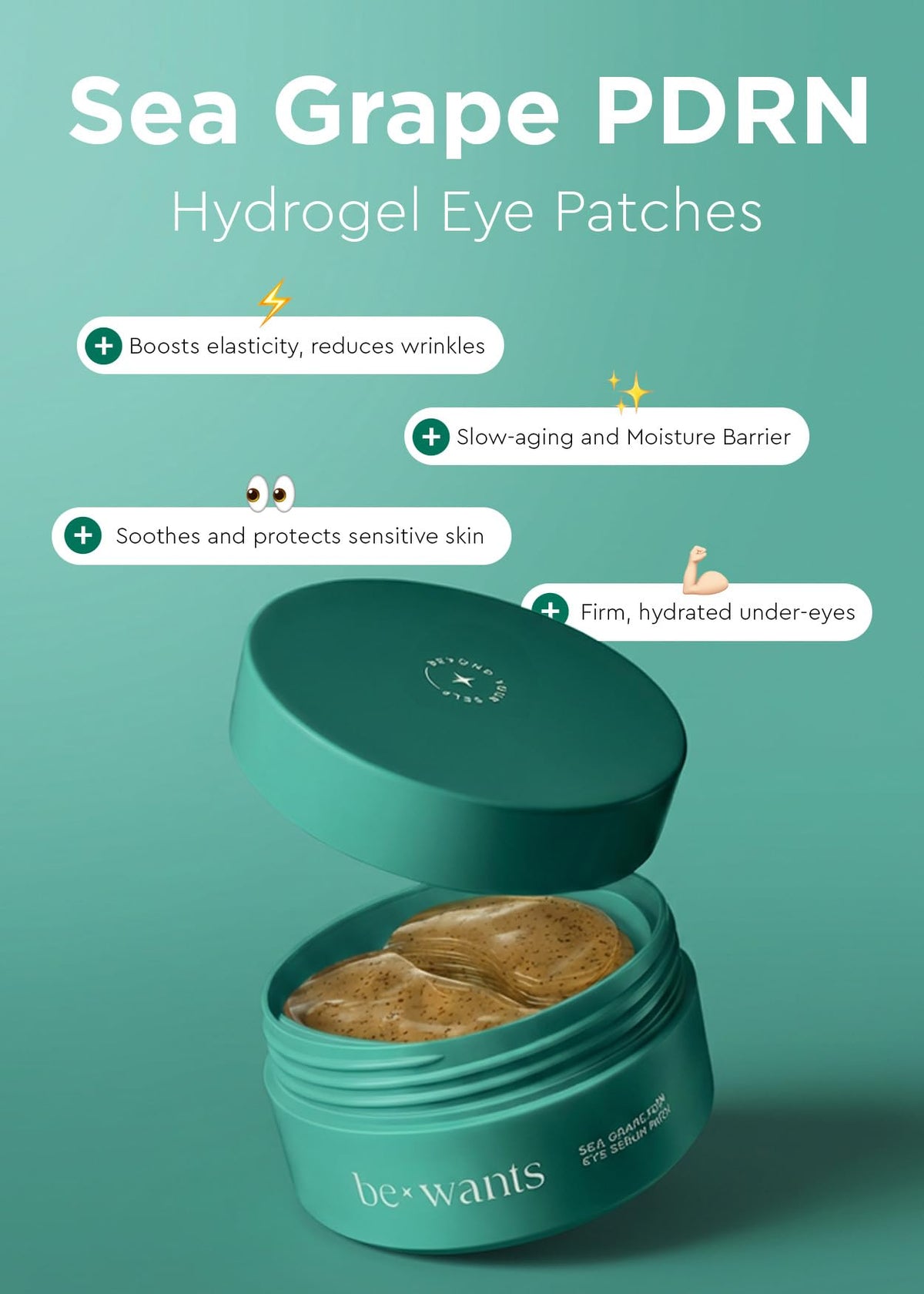 BE+WANTS size comparison with hand showing precise targeted coverage