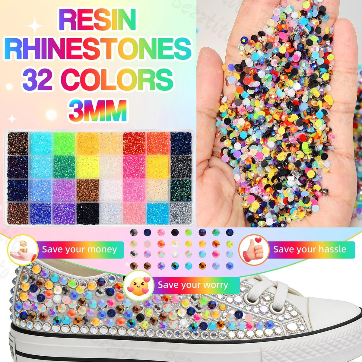 bezztito bedazzled tumbler in hand, demonstrating vibrant color and secure adhesion