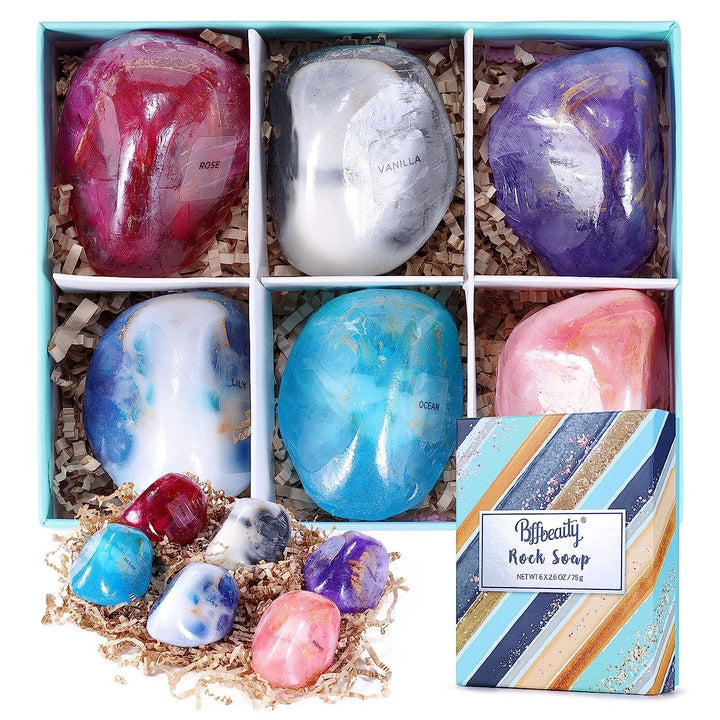 Bff Beauty Garden front gift box showing six scented soap bars and elegant packaging