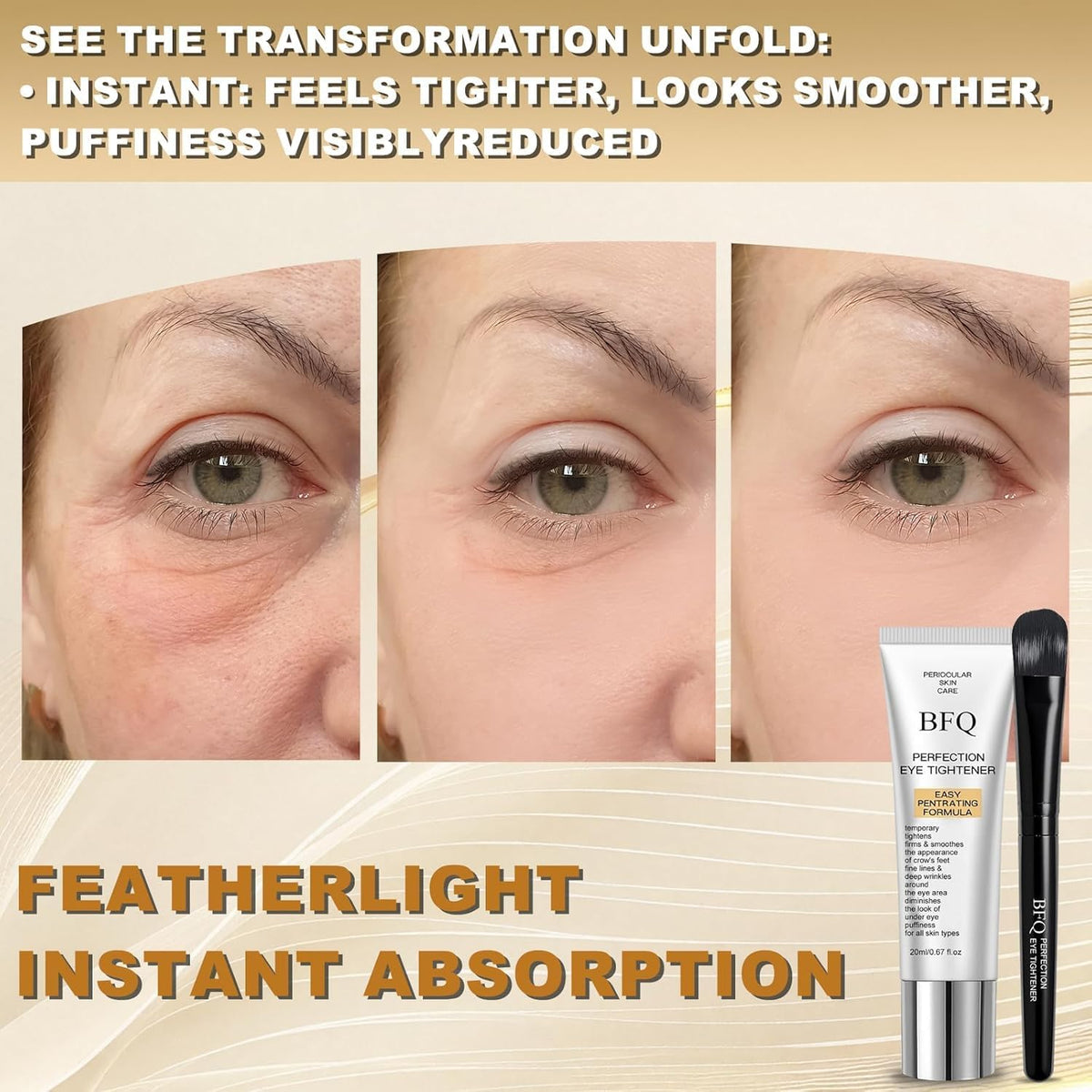 BFQ before and after eye comparison demonstrating reduced fine lines