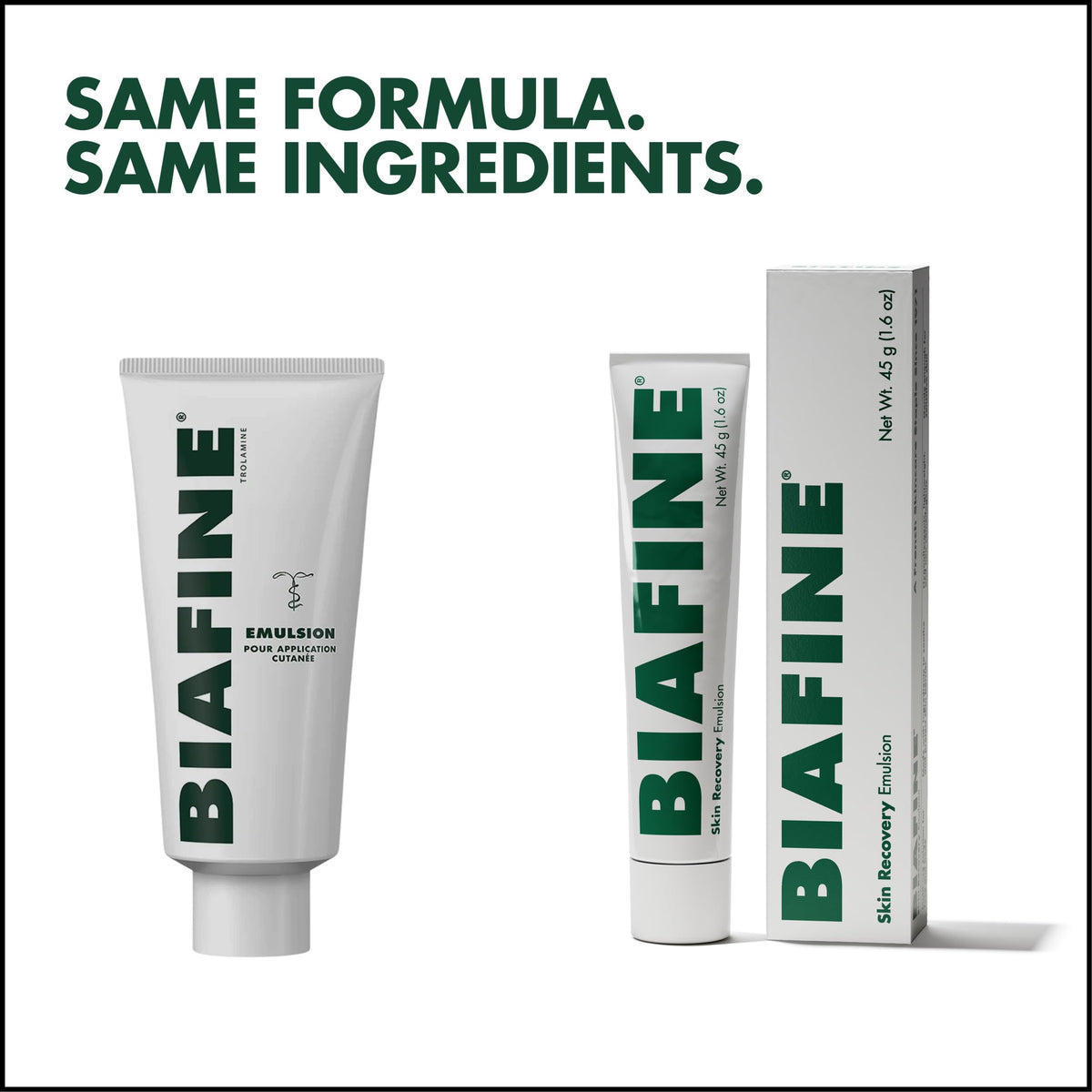 BIAFINE tube beside smartphone showing compact 1.6 oz travel-friendly benefit