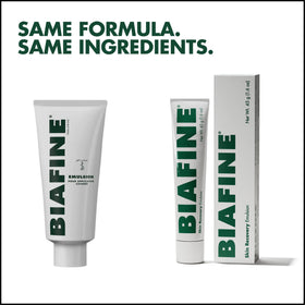 BIAFINE tube beside smartphone showing compact 1.6 oz travel-friendly benefit