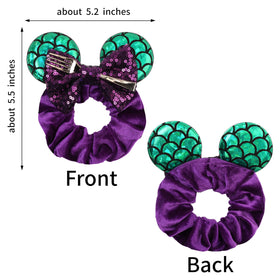 bianbaistar black velvet scrunchie with firework-sequin ears highlights sparkle detail